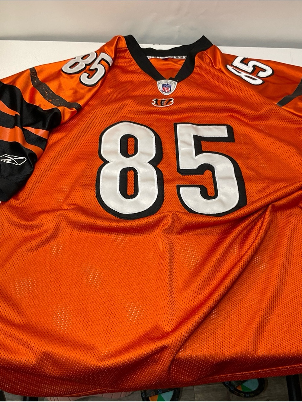 Reebok Men’s Orange Cincinnati Bengals #85 Football Jersey with Black Accents